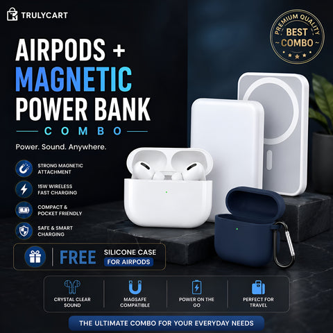 Trulycart AirPods Pro & Magnetic Power Bank Combo – Free Silicone Case
